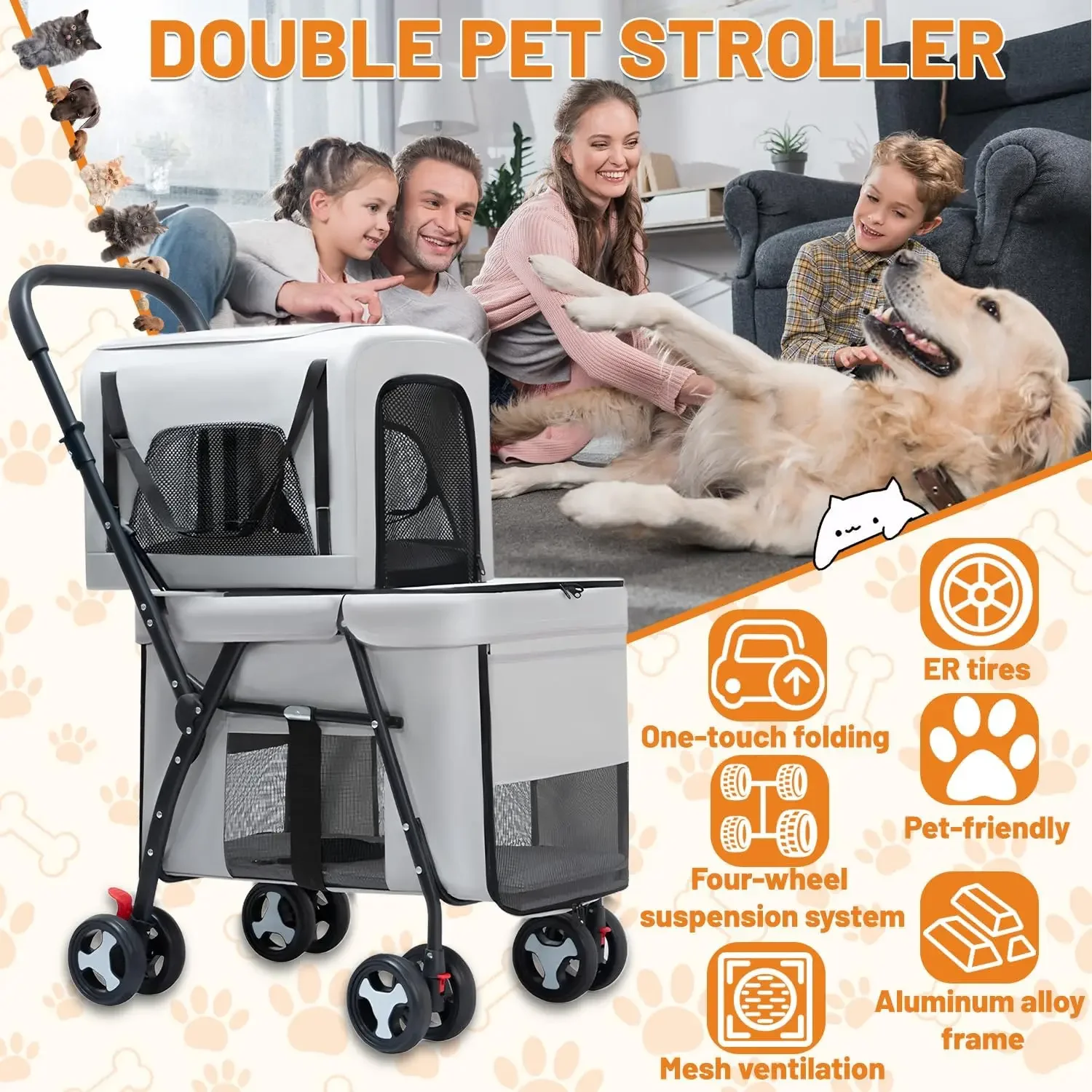 Двойная коляска-переноска для  – обзор и цена Pet Stroller Carrier